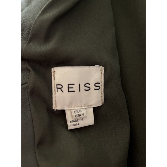 Reiss Size 4 Olive Green Lamb Leather  Mini Dress‎ - Picture 5 of 8